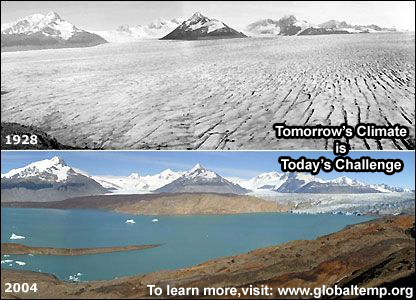 a before and after shot of a land threatened by climate change